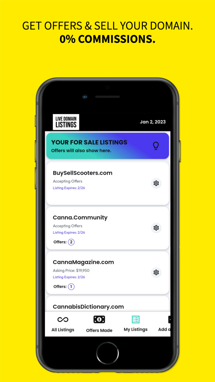 Live Domain Listings