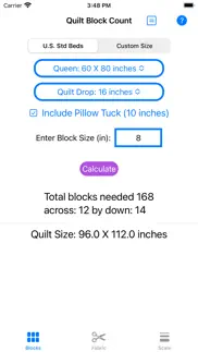 quilt block calculator iphone screenshot 1