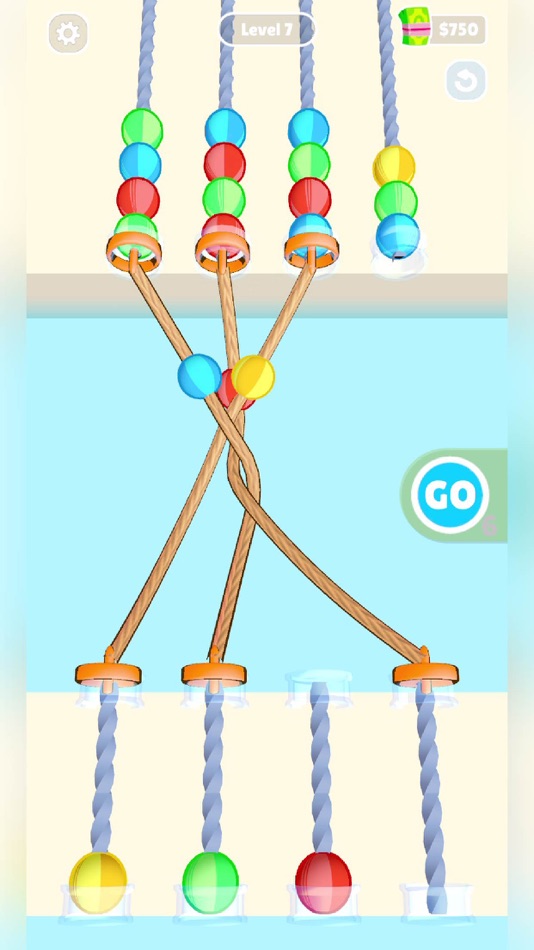 #6. Balls and Ropes Sorting Puzzle (iOS) Bởi: CHEF GAME STUDIO YAZILIM TEKNOLOJILERI LIMITED SIRKETI