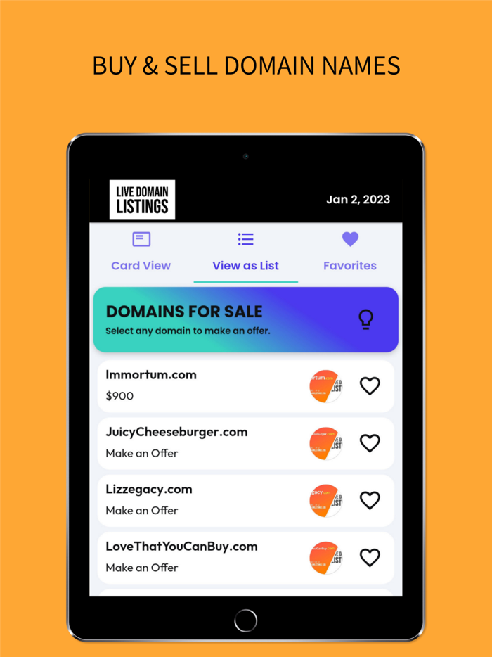 Live Domain Listings