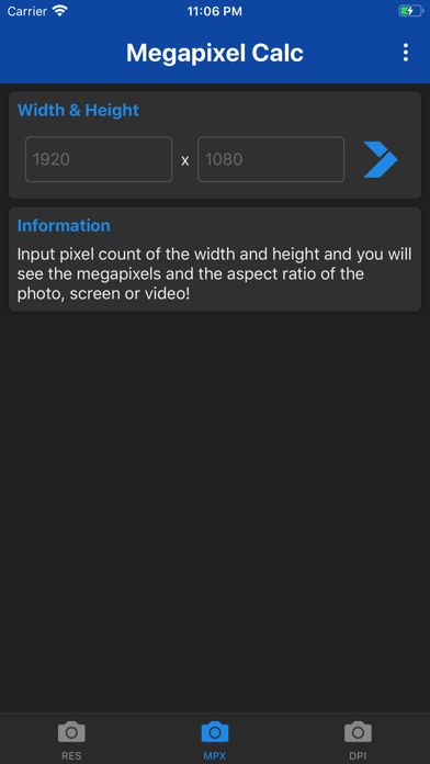 Megapixel Calculator Screenshot