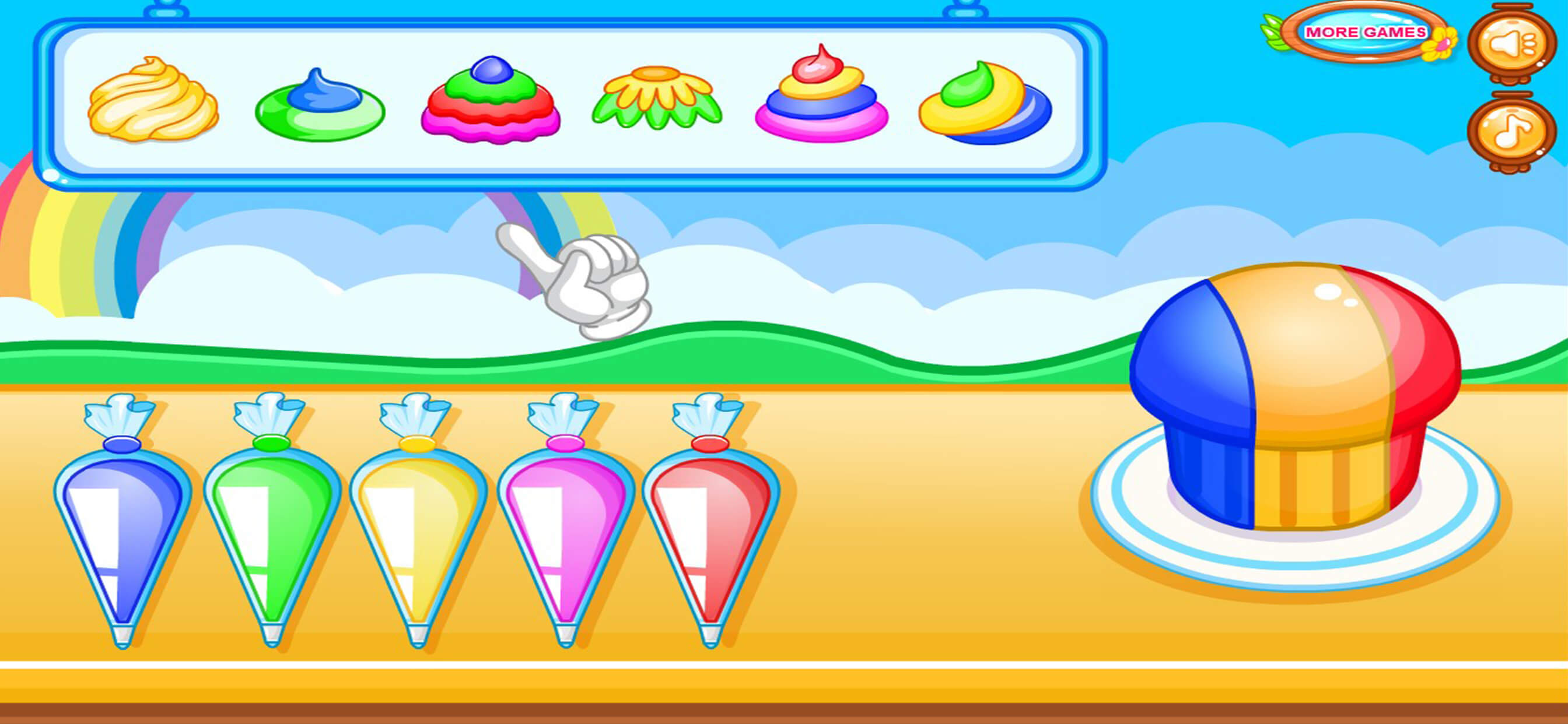 Cooking colorful cupcakes game