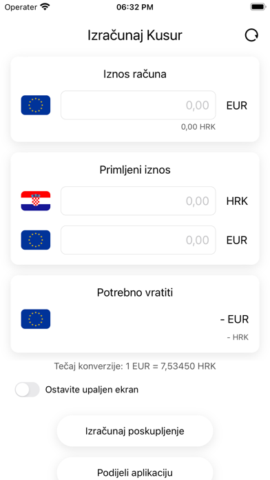 Izracunaj Kusur - EUR u HRK Screenshot