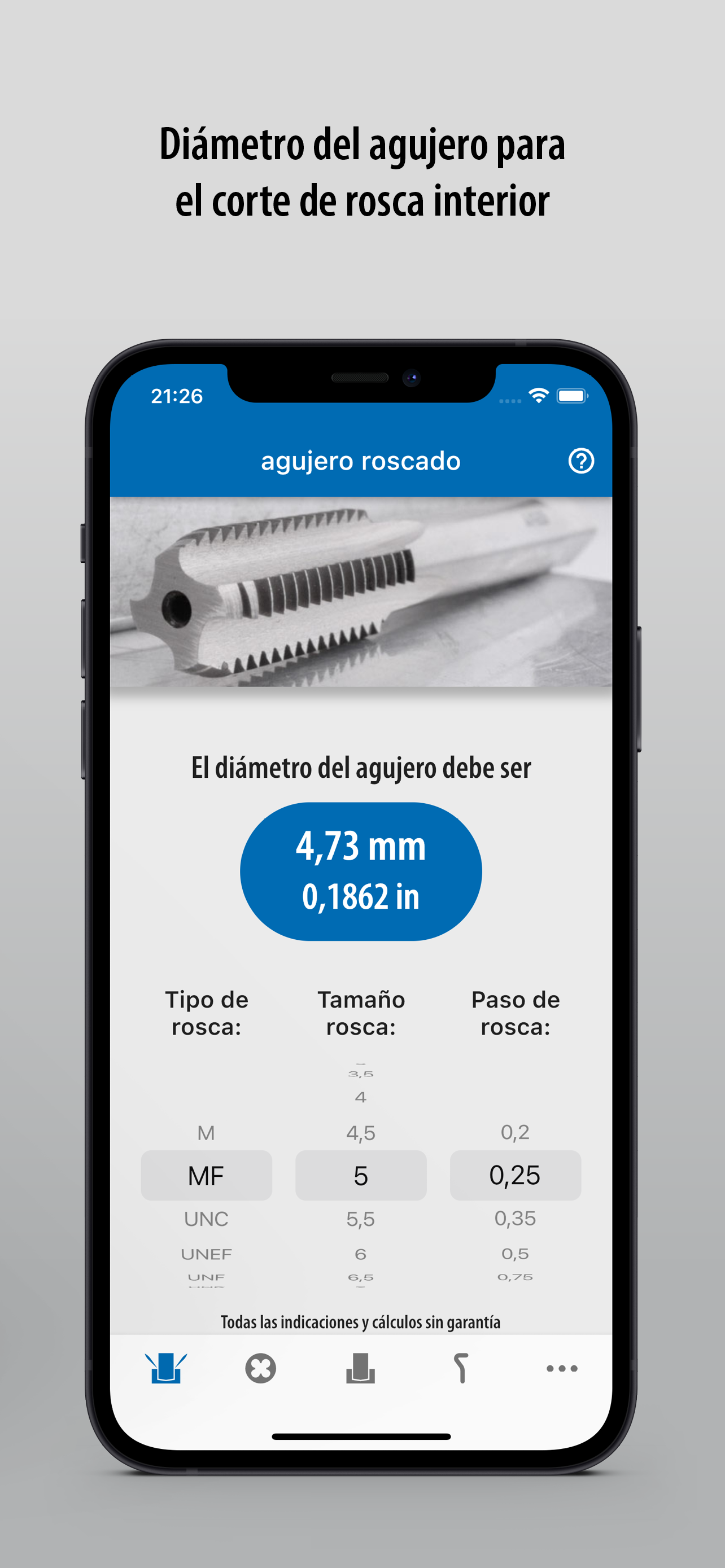 Calculadora para roscas