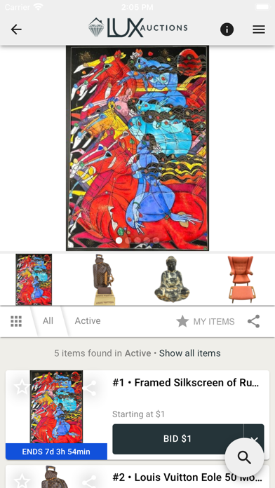 LUX Auctions Screenshot