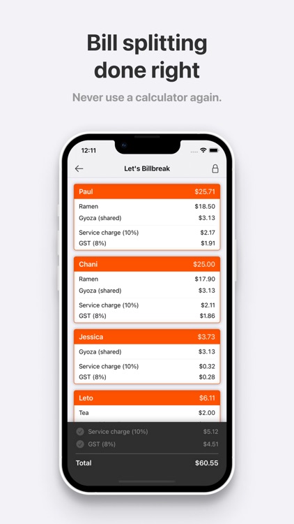 Billbreak - Split group bills