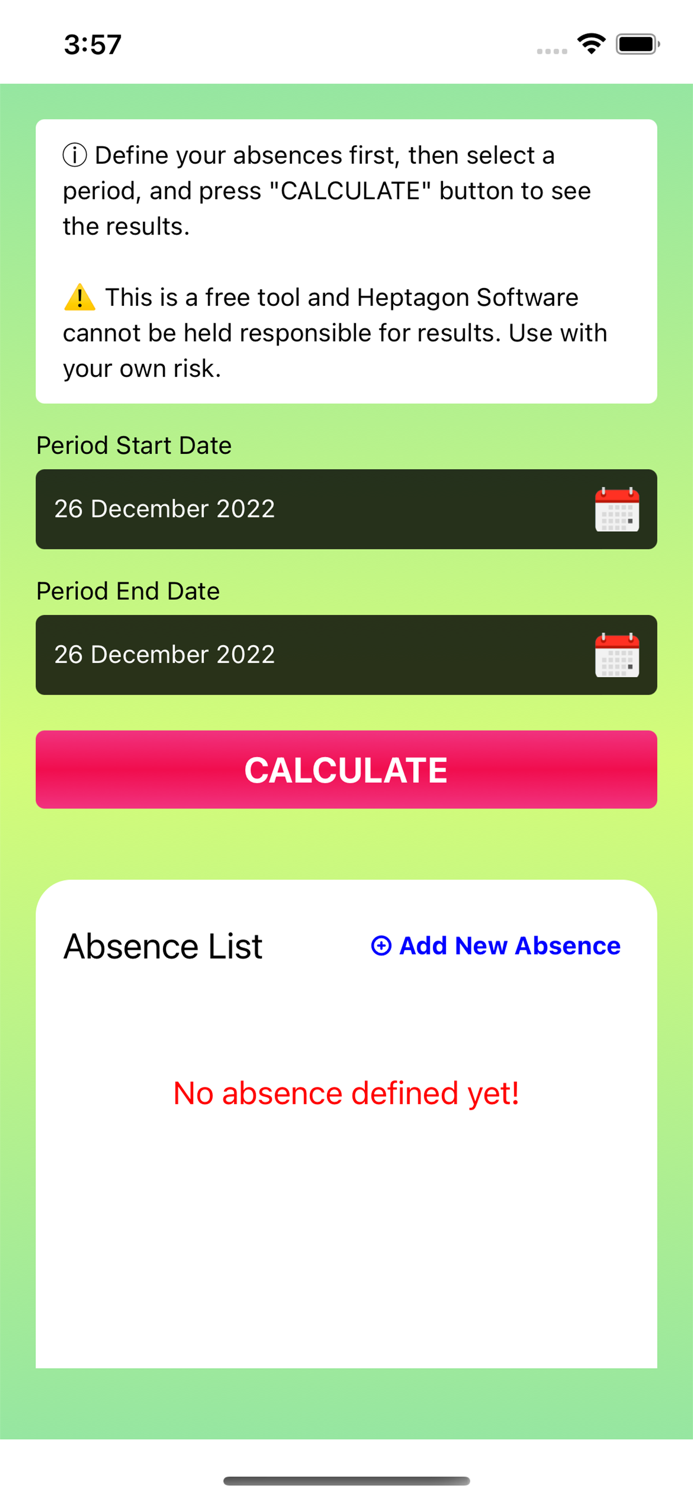 Absence Calculator
