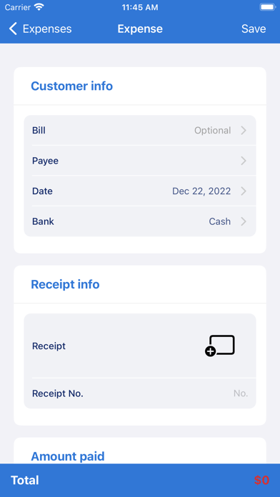 Bookkeeping App Screenshot