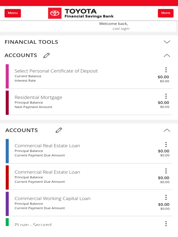 Toyota Bank - US iPad screenshot 2 - Finance app