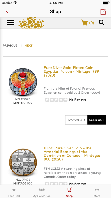 Royal Canadian Mint Screenshot