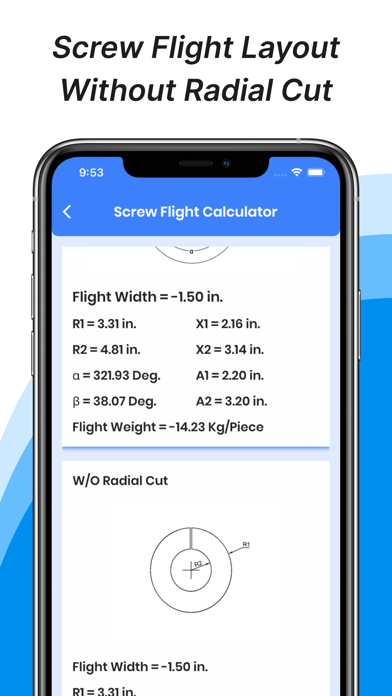 Screw Flight Calculator Screenshot