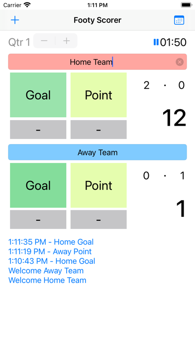 Footy Scorer App Screenshot