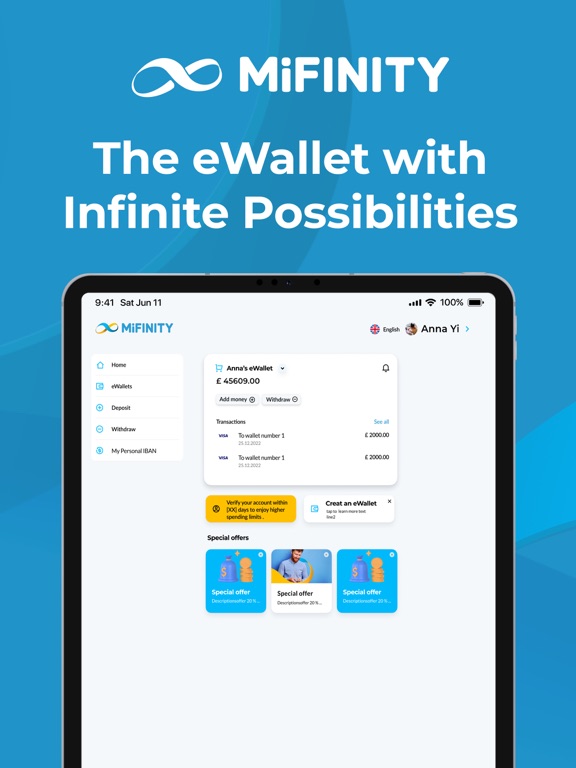 MiFinity iPad screenshot 1 - Finance app