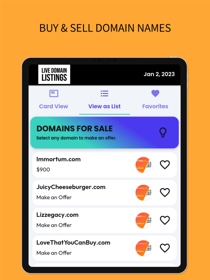 Live Domain Listings