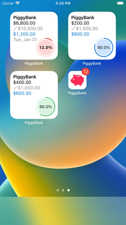 Piggy Bank Widget - Savings