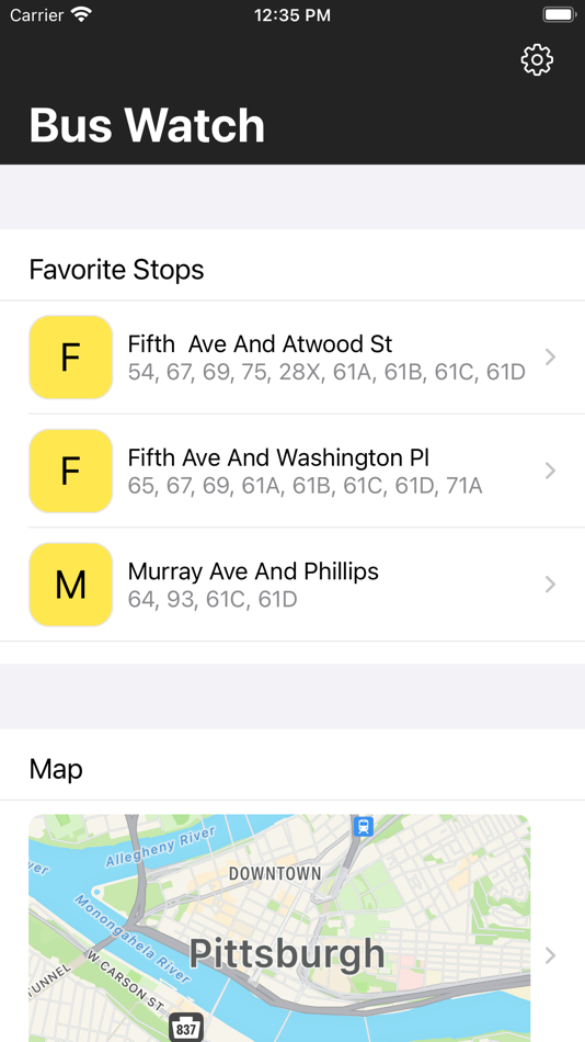#1. Pittsburgh Bus Watch (iOS) 由: Tyler Madonna