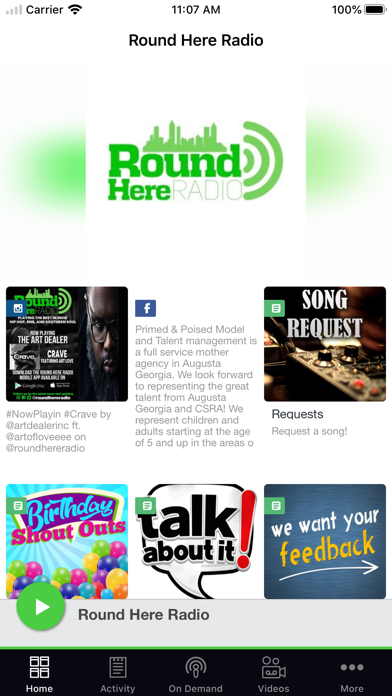 Round Here Radio. Screenshot
