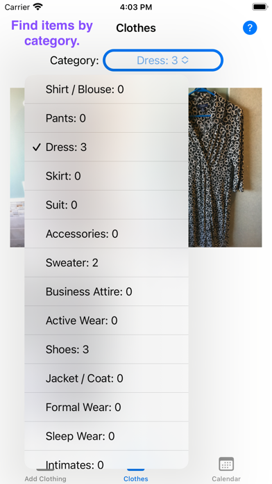 Outfit Logbook Screenshot