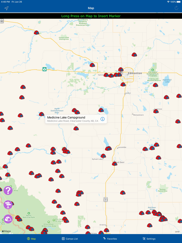 Alberta – Camping and RV spots
