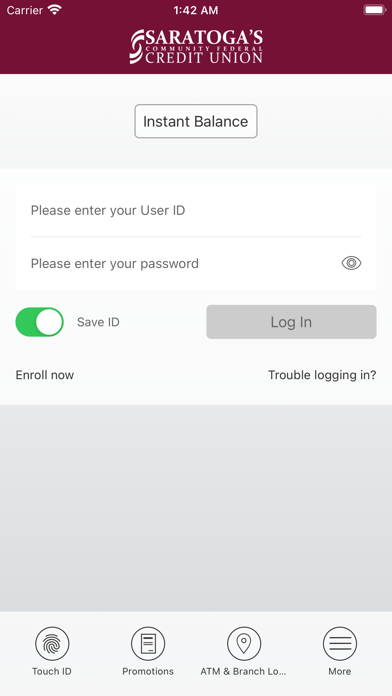 Saratoga’s Credit Union Screenshot