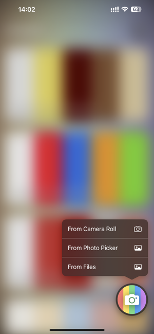 ‎ColorCamera – Screenshot der Farbauswahl