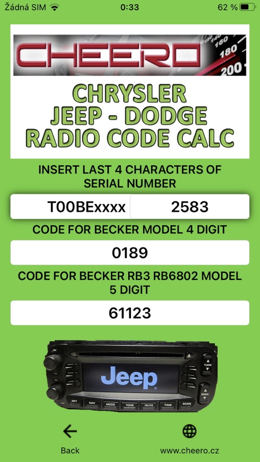 #3. RADIO CODE for CHRYSLER JEEP (iOS) 由: Petr Svihovec