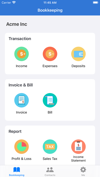 Bookkeeping App Screenshot