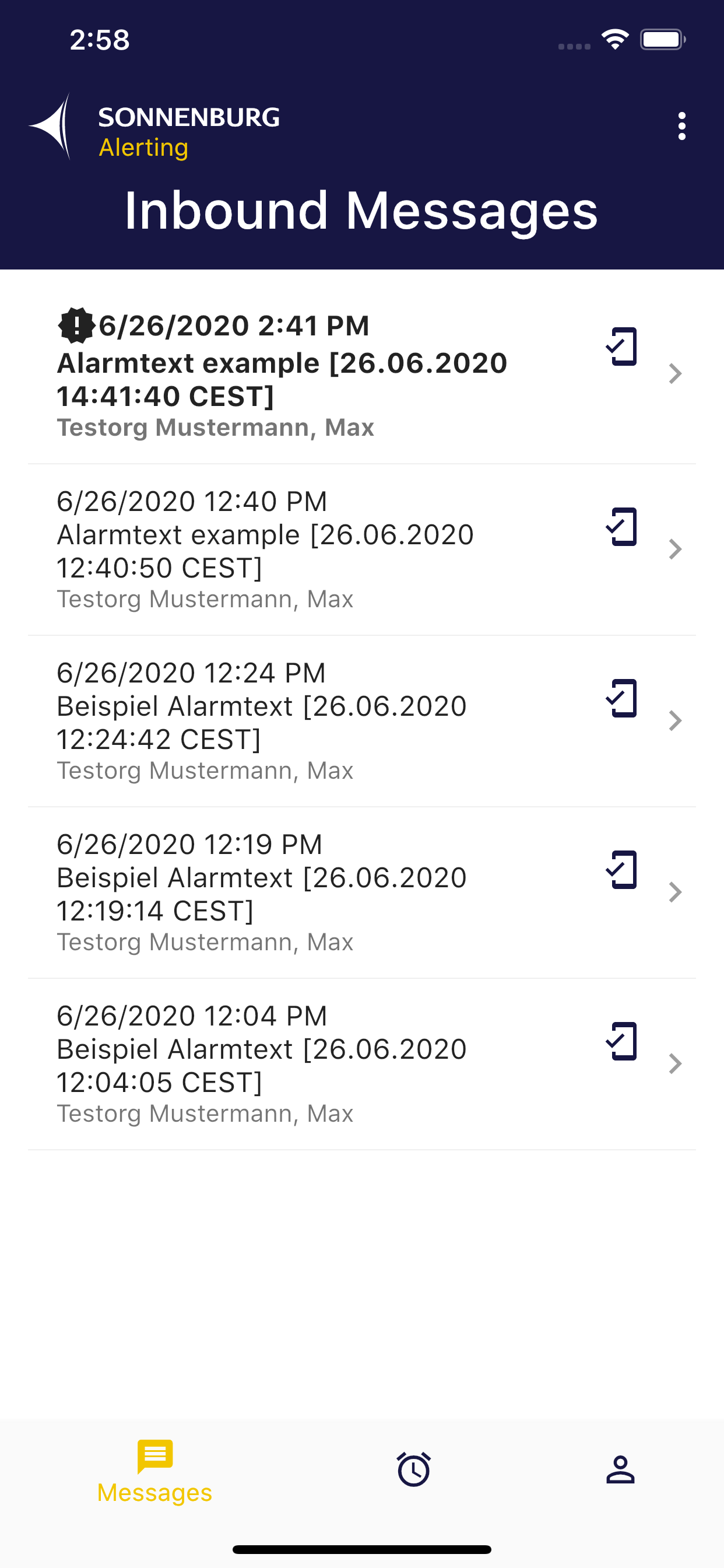 Sonnenburg Alarmierung