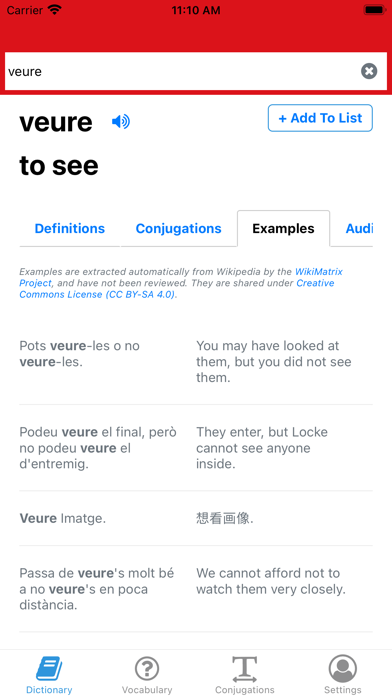 English-Catalan Dictionary Screenshot