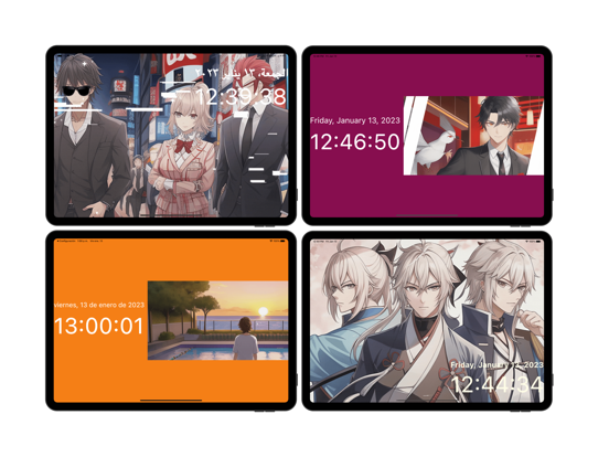 Anime Clock. Kawaii girl gif iPad screenshot