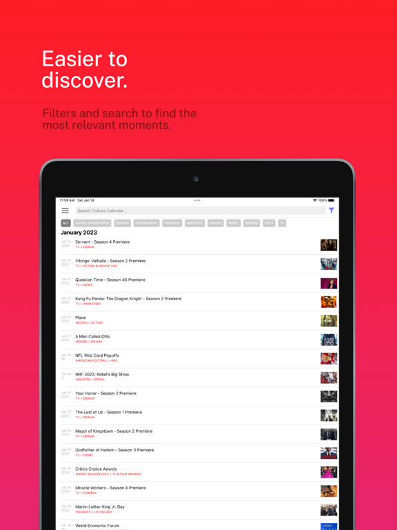Culture Calendar iPad screenshot 3 - Reference app