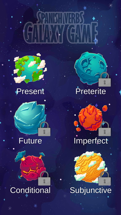 Spanish Verbs Galaxy Game Screenshot