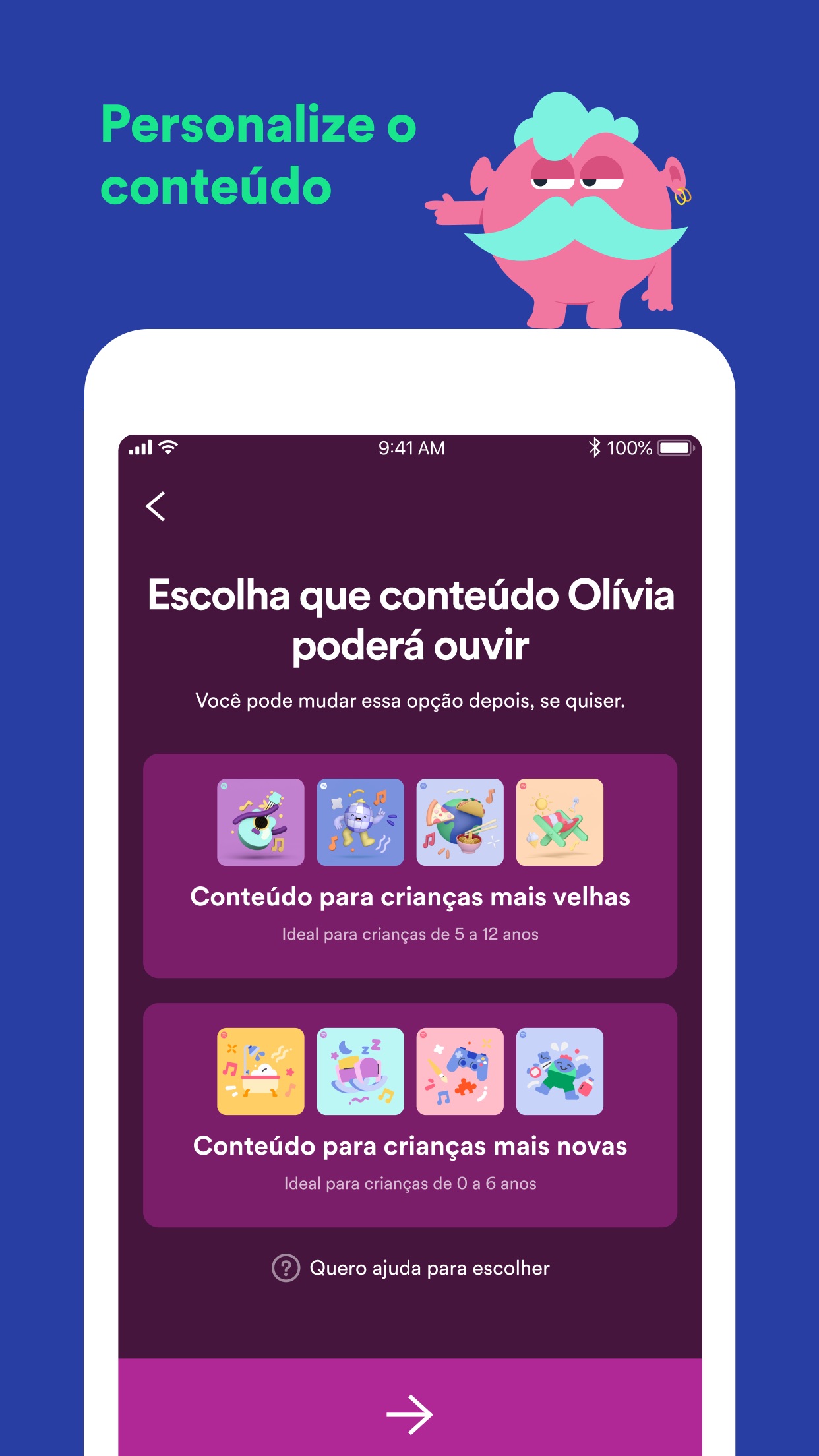 Screenshot do app Spotify Kids