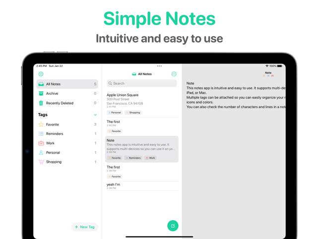 Notă: Captură de ecran a aplicației Widget Notes