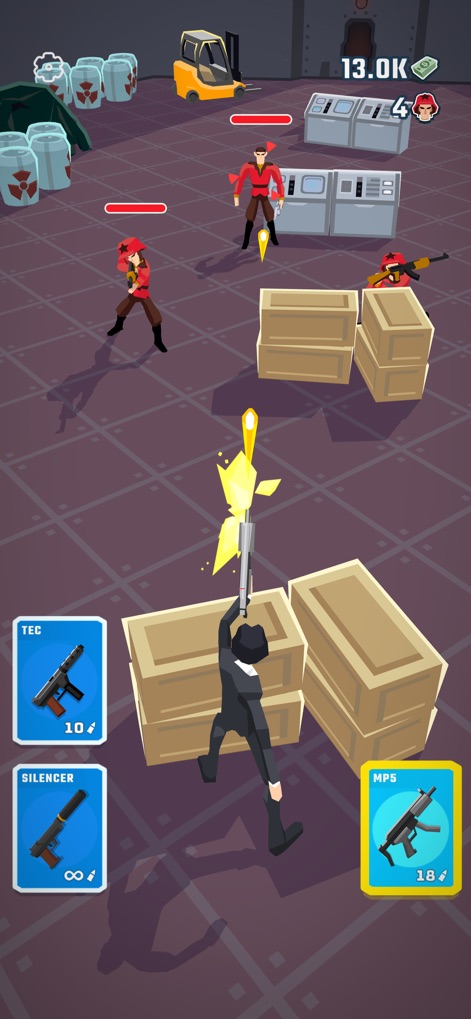Agent Action - Spy Shooter - Experience dynamic shooting mechanics, utilizing environmental cover with strategic weapon selection cards like the TEC and MP5 readily available.