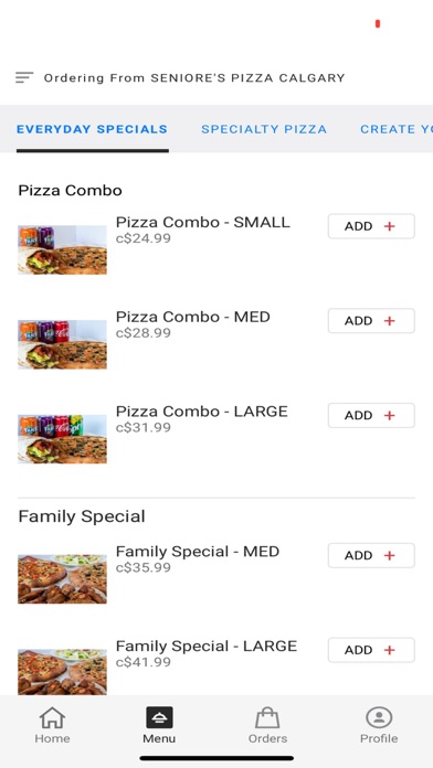 Seniores Pizza Calgary Screenshot