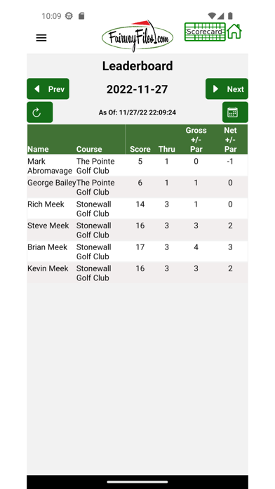 FairwayFiles Golf Scorecard Screenshot