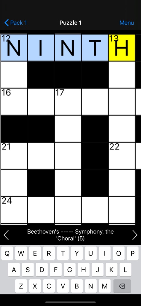 Crossword - Experience the clarity of the dynamic grid view with its highlighted current letter and the ability to zoom in for precise input.