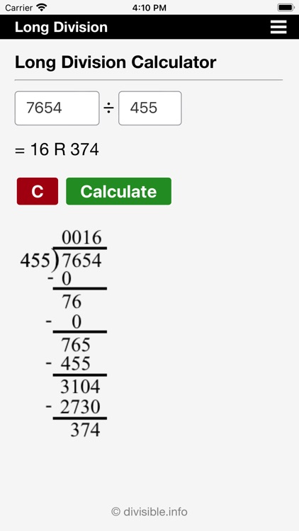 Division calculator top