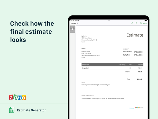 Screenshot #5 pour Estimate Generator - Zoho