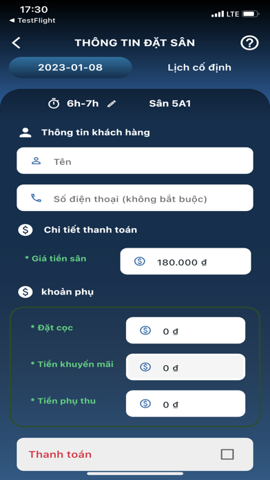 Quản Lý Sân Bóng Screenshot
