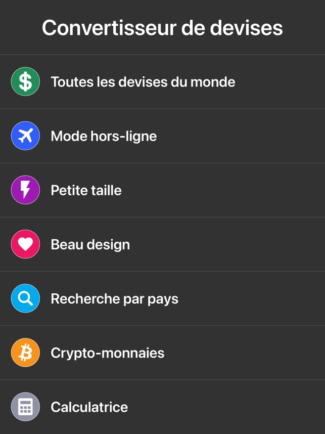 Сonvertisseur monnaie euro dans l'App Store