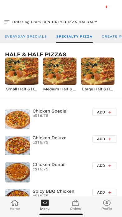 Seniores Pizza Calgary Screenshot