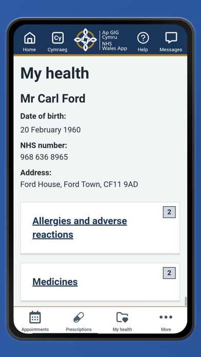 NHS Wales App Screenshot