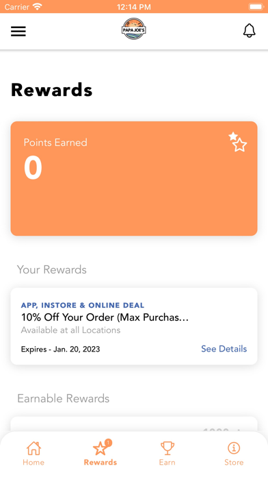 Papa Joes Rewards Screenshot
