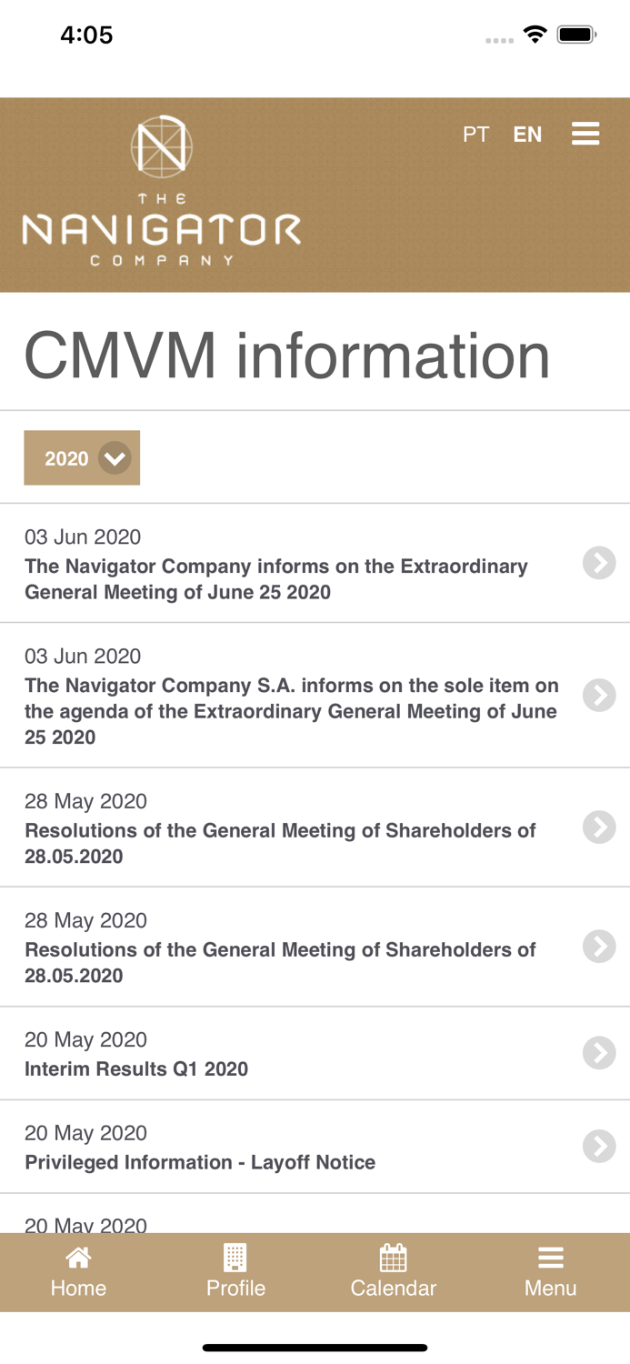 The Navigator Company IR App