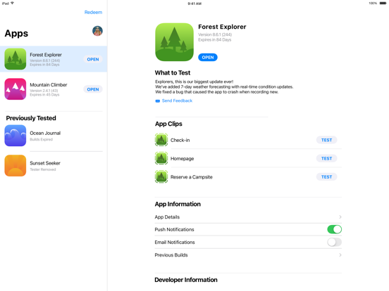 TestFlight iPad app afbeelding 1