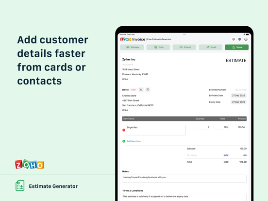 Screenshot #4 pour Estimate Generator - Zoho