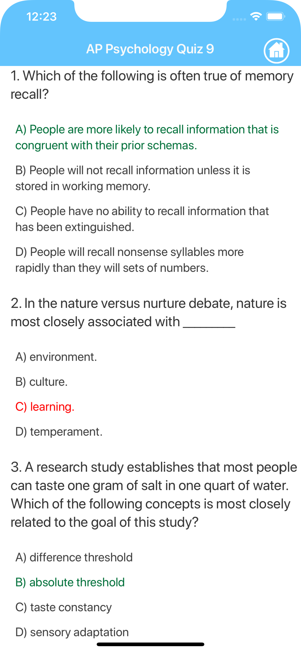 AP Psychology Quizzes