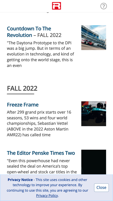 RACER Magazine Screenshot